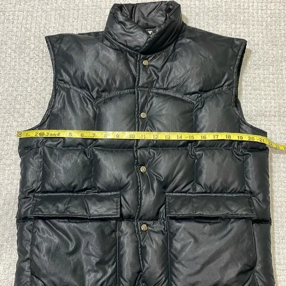Mens Vintage Miller Outerwear Goose Down Western Puffer Vest Snap Black Size M/L